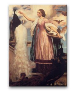 Obraz Frederic Leighton - Dziewczyna karmiąca pawie