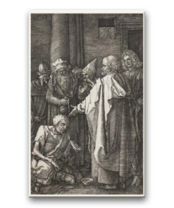 Obraz Albrecht Dürer - Grawerowana Pasja - karta 15 - Św. Piotr i św. Jan uzdrawiają kalekę