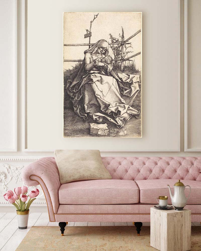 Obraz Albrecht Dürer - Madonna z Dzieciątkiem na trawie - obrazek 2