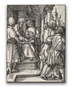 Obraz Albrecht Dürer - Mała Pasja - karta 20 - Umycie rąk przez Piłata