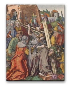 Obraz Albrecht Dürer - Mała Pasja - karta 21 - Niesienie krzyża (wersja kolorowana)