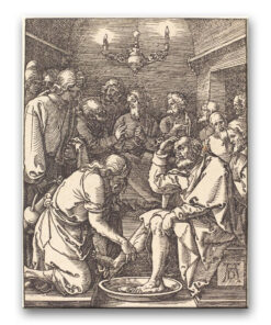 Obraz Albrecht Dürer - Mała Pasja - karta 9 - Chrystus obmywa stopy św. Piotra
