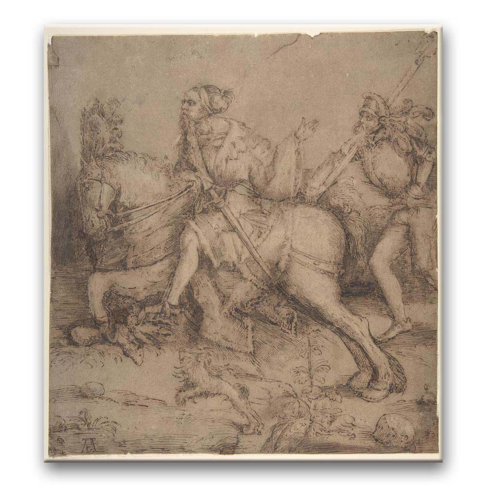Obraz Albrecht Dürer - Rycerz na koniu i landsknecht