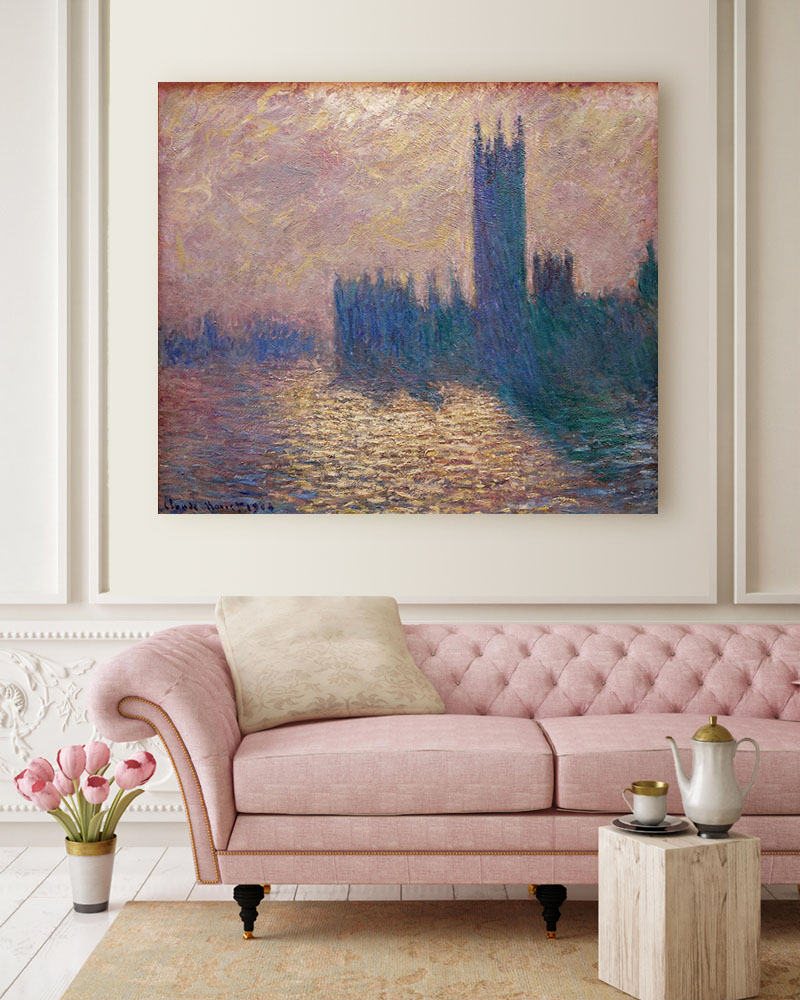 Obraz Claude Monet - Budynek Parlamentu w Londynie przy burzowym niebie (W.1605) - obrazek 2