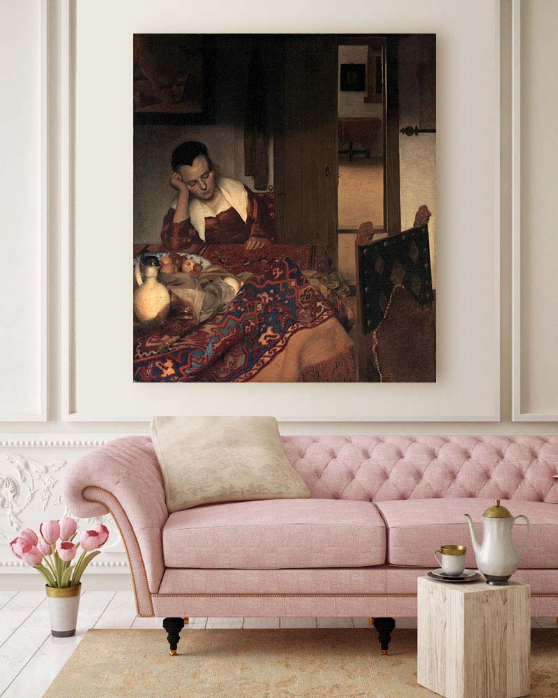 Obraz Jan Vermeer - Służąca śpiąca przy stole - obrazek 2