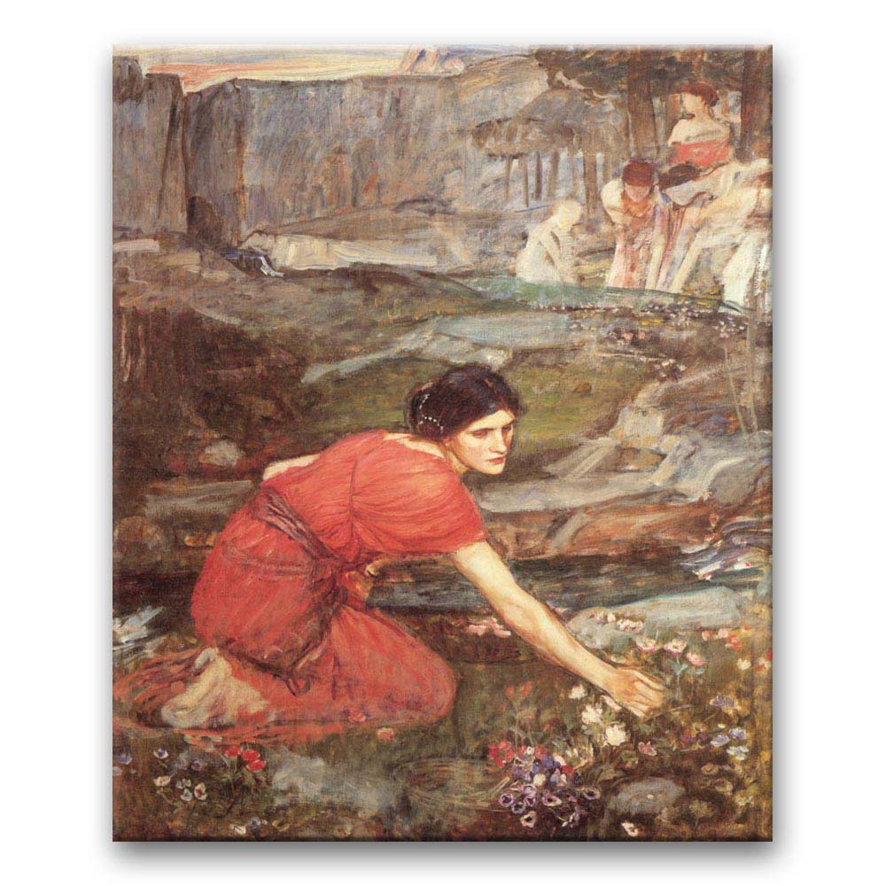 Obraz John William Waterhouse - Służka zbierająca kwiaty