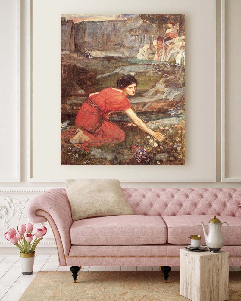 Obraz John William Waterhouse - Służka zbierająca kwiaty - obrazek 2