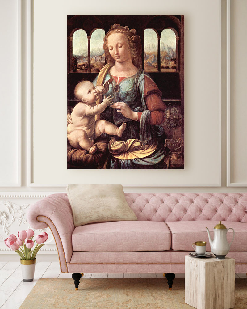 Obraz Leonardo da Vinci - Madonna z goździkiem - obrazek 2