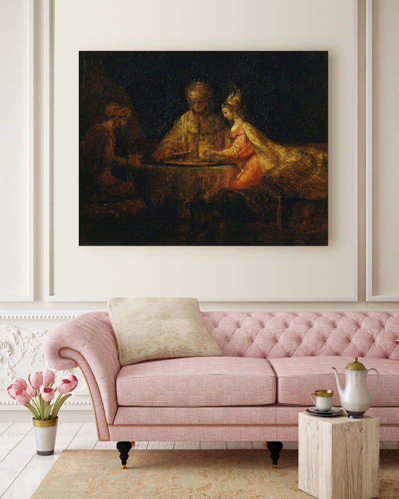 Obraz Rembrandt - Ahaswer, Haman i Estera - obrazek 2