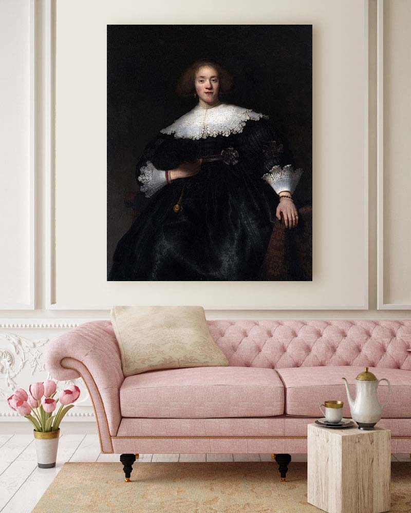 Obraz Rembrandt - Portret młodej kobiety z wachlarzem - obrazek 2