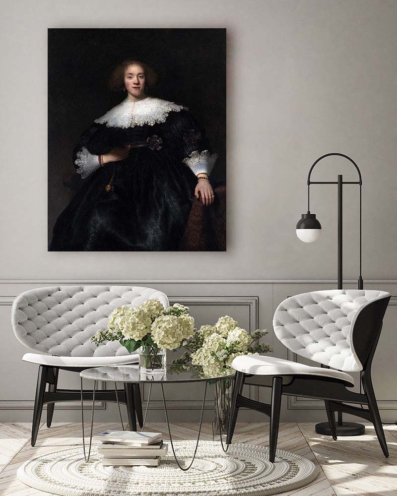 Obraz Rembrandt - Portret młodej kobiety z wachlarzem - obrazek 3