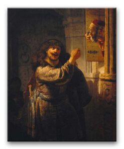 Obraz Rembrandt - Samson grożący teściowi