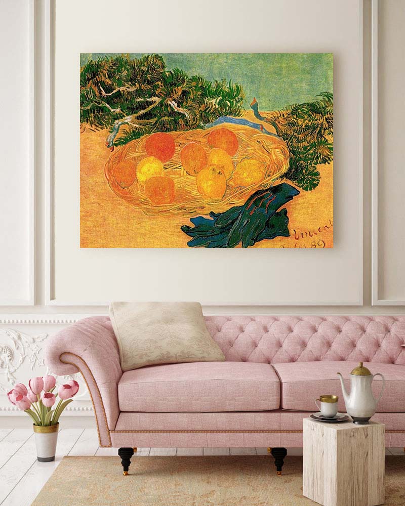 Obraz Vincent van Gogh - Martwa natura pomarańcze i cytryny z niebieskimi rękawiczkami - obrazek 2