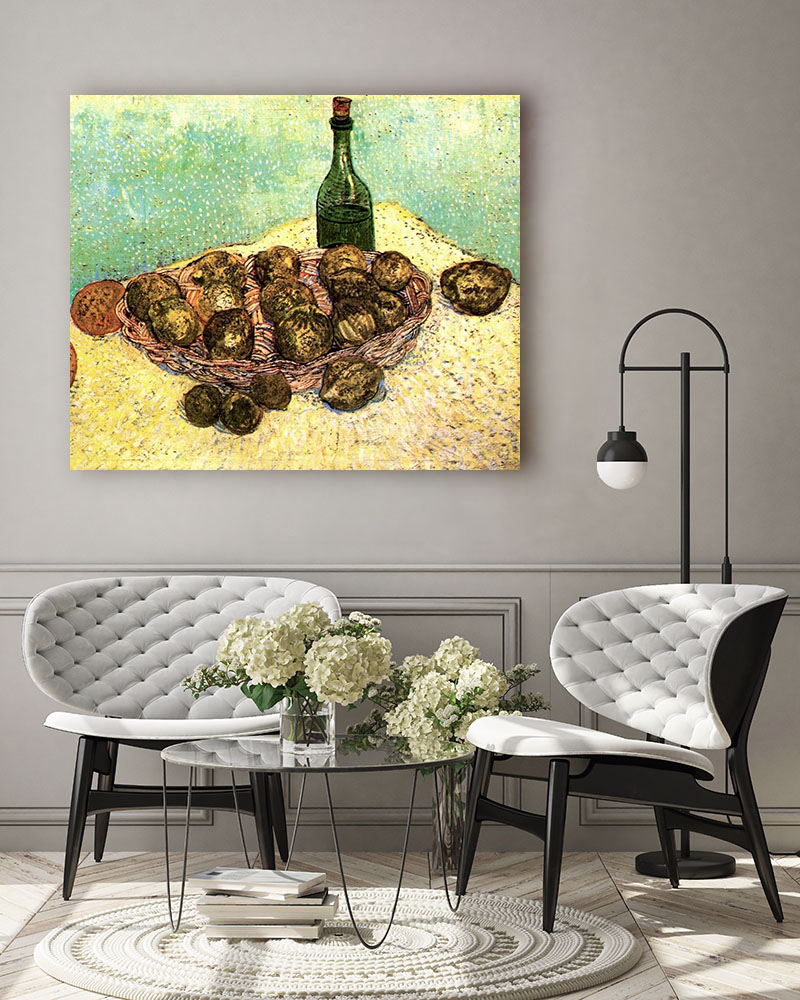 Obraz Vincent van Gogh - Martwa natura butelka, cytryny i pomarańcze - obrazek 3
