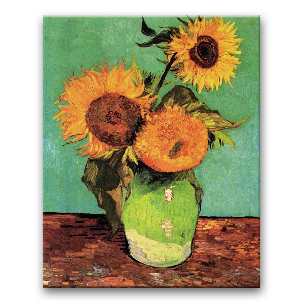 Obraz Vincent van Gogh - Trzy słoneczniki w wazonie 60x75