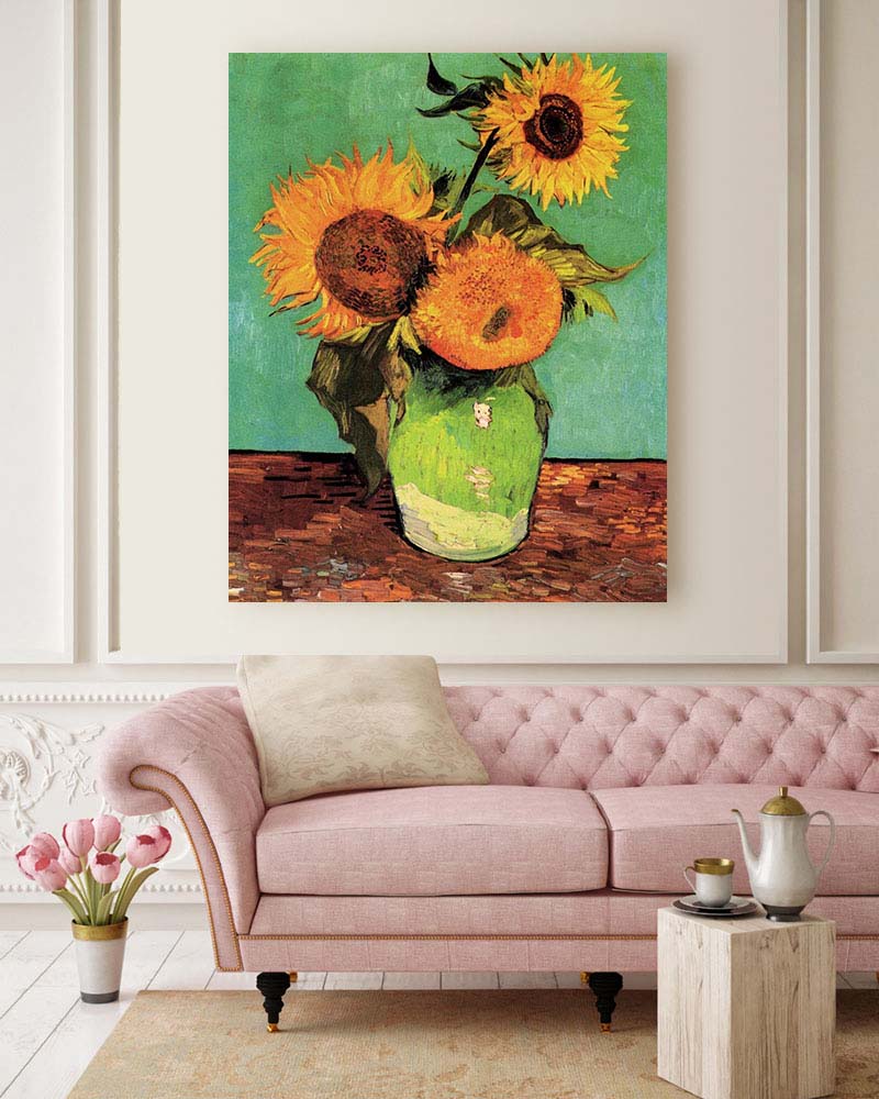 Obraz Vincent van Gogh - Trzy słoneczniki w wazonie 60x75 - obrazek 2
