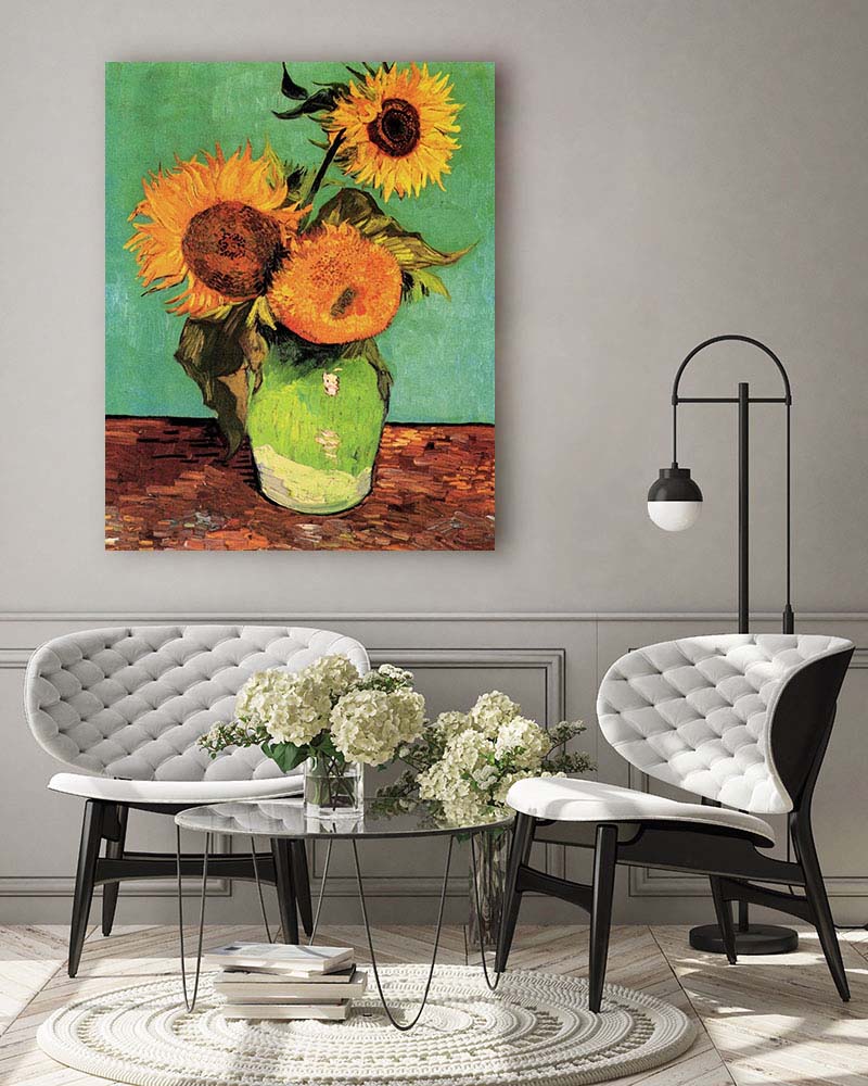 Obraz Vincent van Gogh - Trzy słoneczniki w wazonie 60x75 - obrazek 3